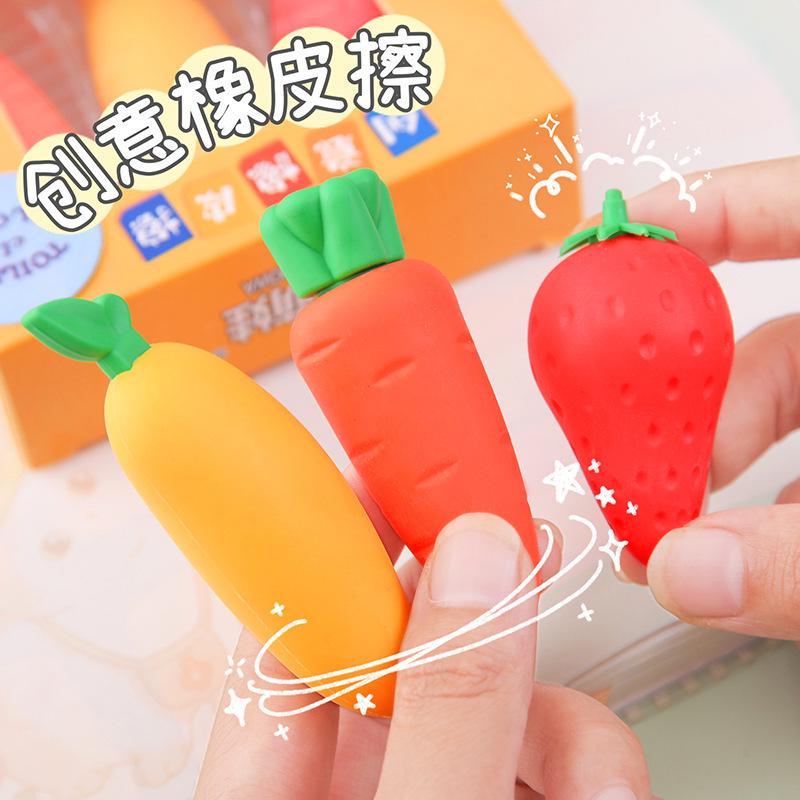 Giant Carrot Fruit Eraser - Cute, Clean, No-Shred, Creative Stationery for Students