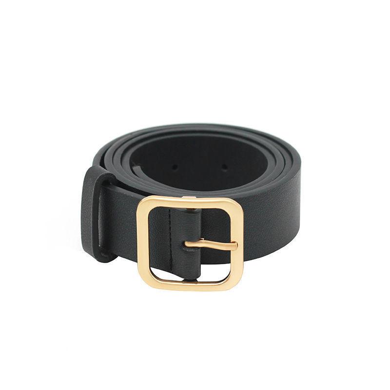 

Style Fashionable Korean Black Pu Belt For Men And Women Perfect For Outfits Everyday Gold Buckle