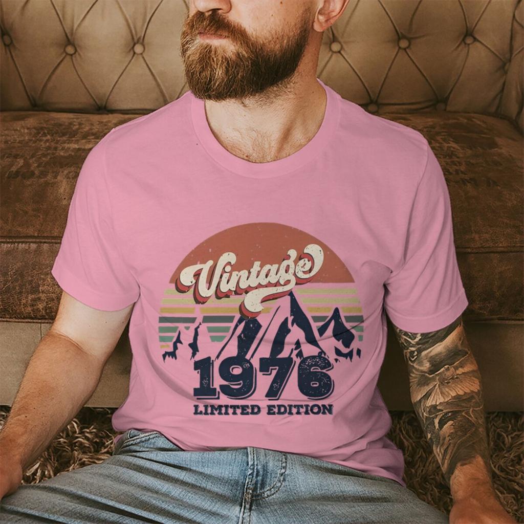 Fashion Men's T-Shirt Vintage 1976 50 Years of Being Awesome Graphic Tee Fashion 50th Birthday Gift Women Tops