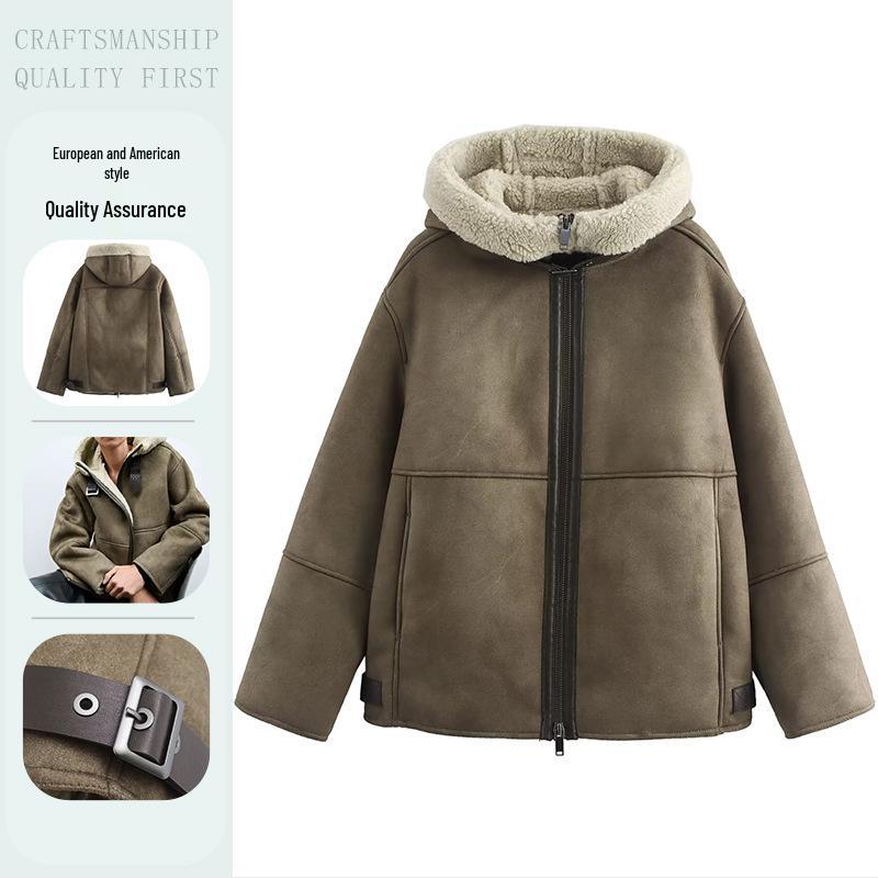 Women's Autumn/Winter Hooded Double-Sided Cotton Jacket - European & American French Style.