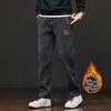 Men's Winter Casual Thick Sweatpants Embroidery Corduroy Straight Warm Pants Youth Outdoor Liner Velvet Trousers