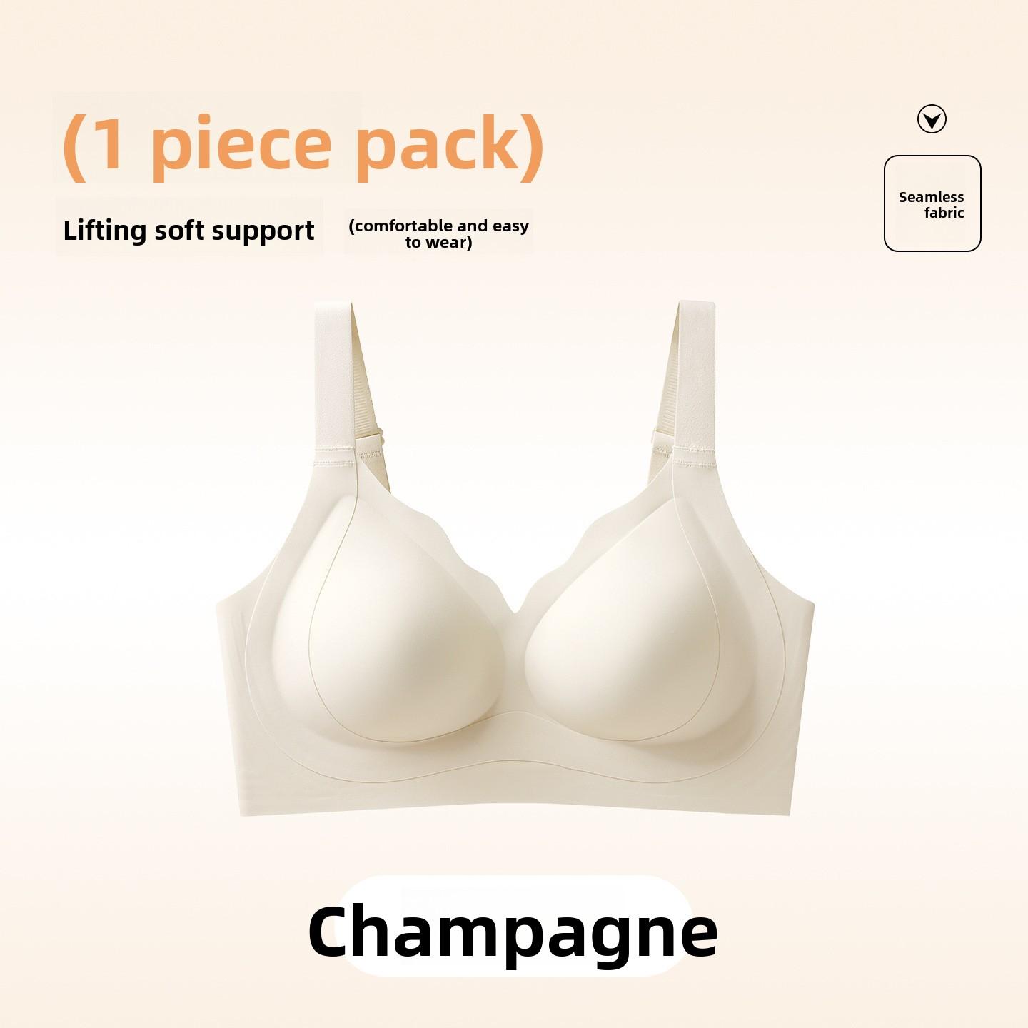 

Plus Size Women s Fixed Cup Gathers To Support Invisible Foundation Liquid Non Underwire Underwear 34/75BCD шампанского