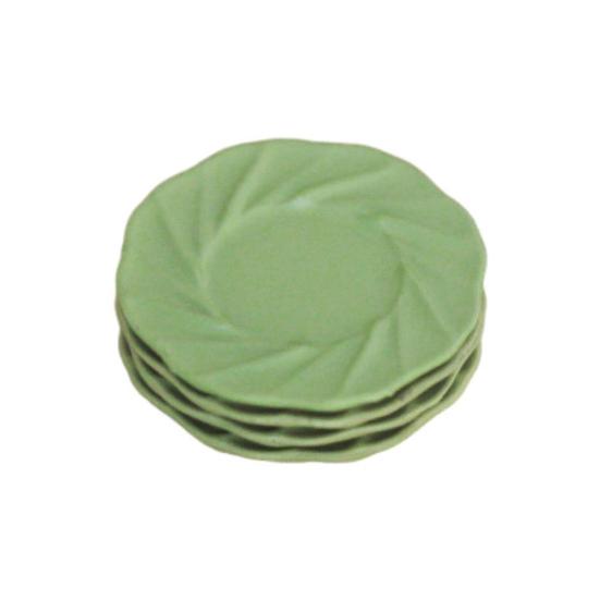 

4 шт., блюдо для кукольного домика, миниатюрная тарелка тонкой работы, кухонное сервировочное блюдо для аксессуаров для кукольного домика зелёный