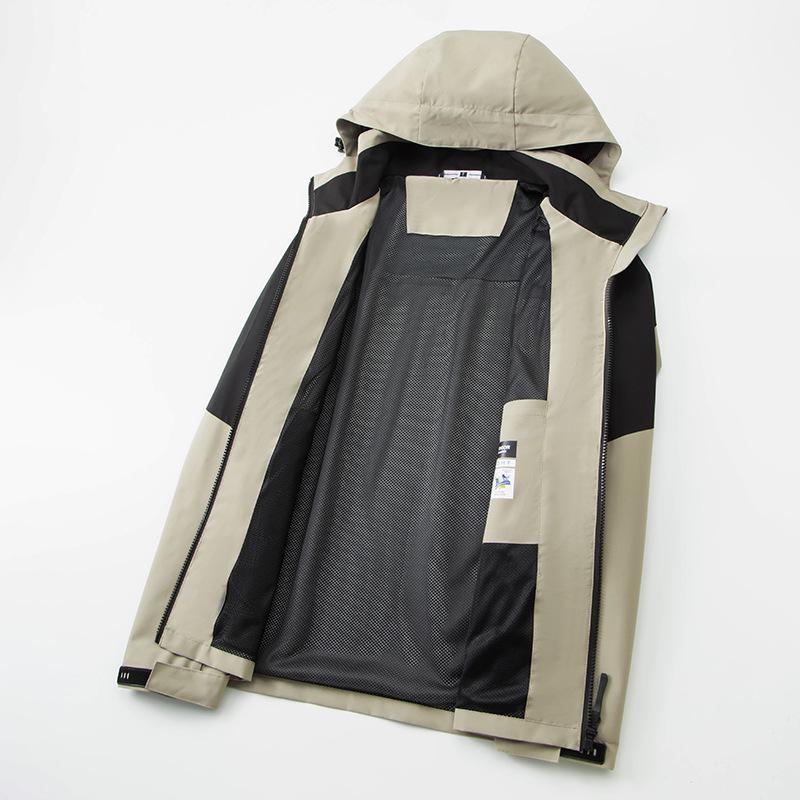 Color Block Windbreaker met Capuchon: Enkellaags, Winddicht, Waterafstotend voor Buitensporten