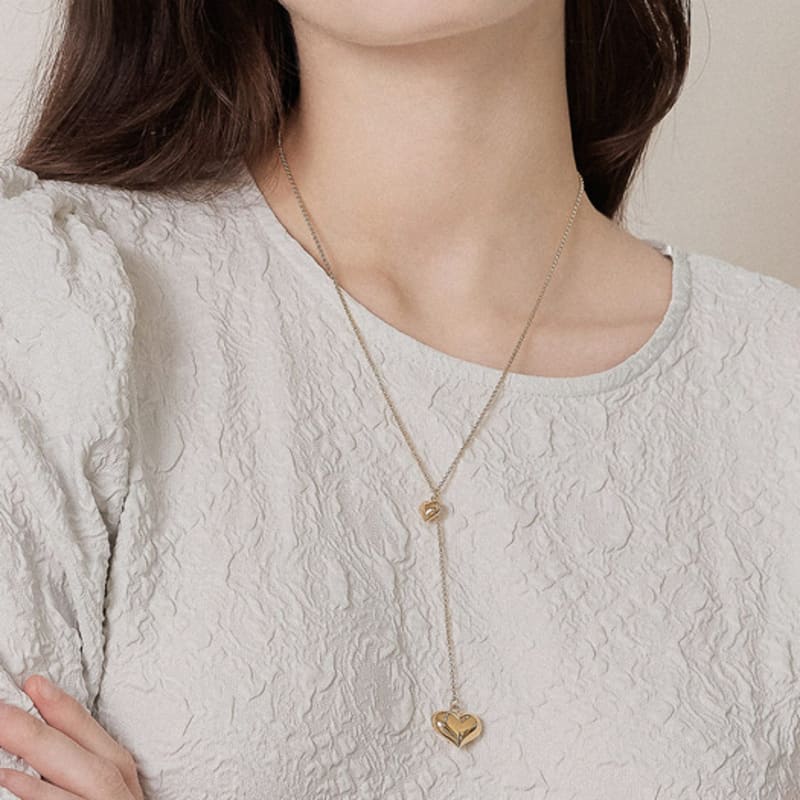 

J.Lauren Heart Water Drop Silver Long Necklace N01163 gold drops