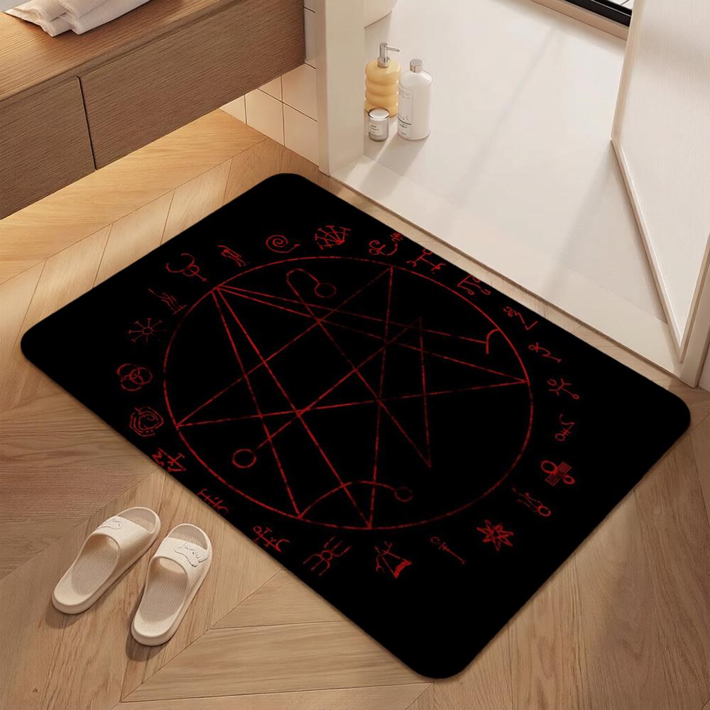 Dark Occult Pentagram Ritual Theme Indoor Rug Allseason Carpet For Bedroom Study Home Decor Halloween Gift