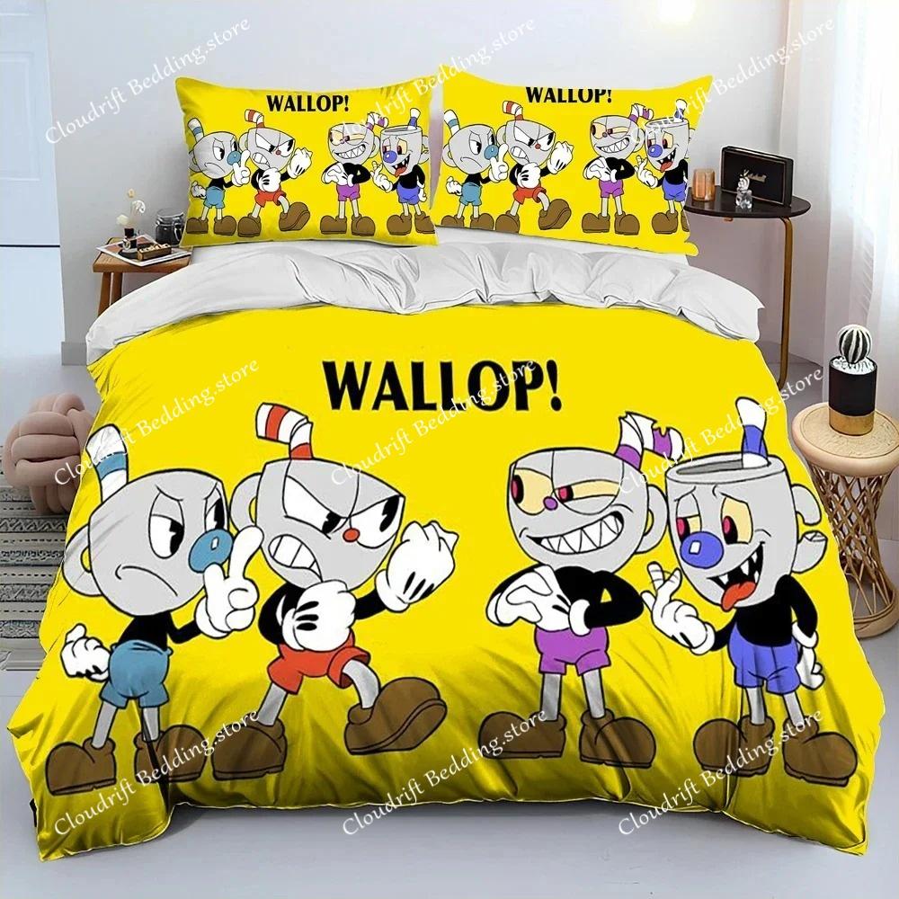 3D Print Game Cuphead Mugman Bedding Set Duvet Cover Bed Set Quilt Cover Pillowcase Comforter king Queen Size Boys Adult