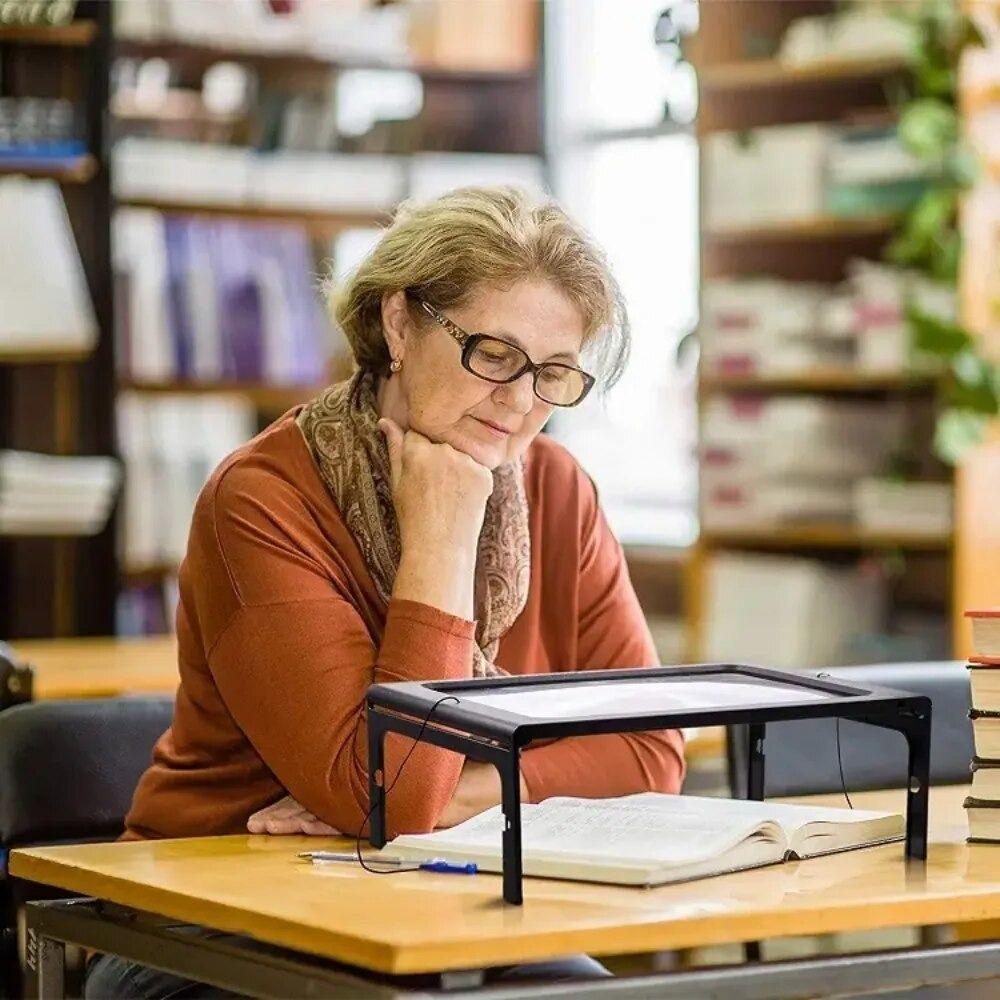 4 LED Light Reading 3X Magnifier Full Page A4 LED Magnifying Glass for Reading Sewing Knitting