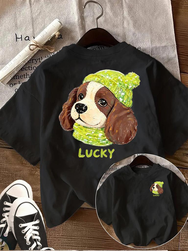 Cute Puppy Head Print Tshirt Unisex Summer Loose Short Sleeve Cartoon Dog Graphic Tee Kawaii Pet Casual Top Unisex Clothes