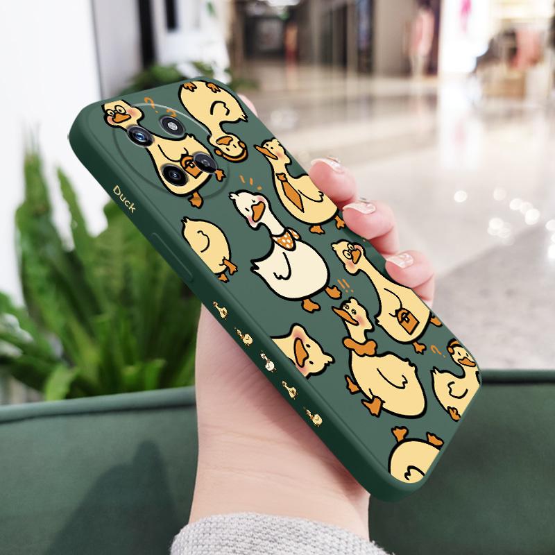 

Shy Duck Phone Case For OPPO Realme 11 10 9 9i 8 8i 7 Pro Plus C35 C21Y C25Y C25 4G 5G Liquid Silicone Cover Realme 11 Pro темно-зеленого