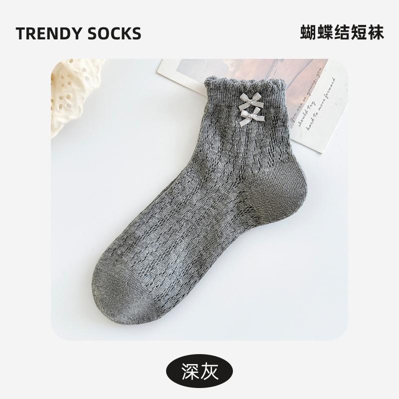 Bow Socks Summer Thin Mesh Breathable White Cotton Socks Fungus Lace Ballet Socks One size fits all