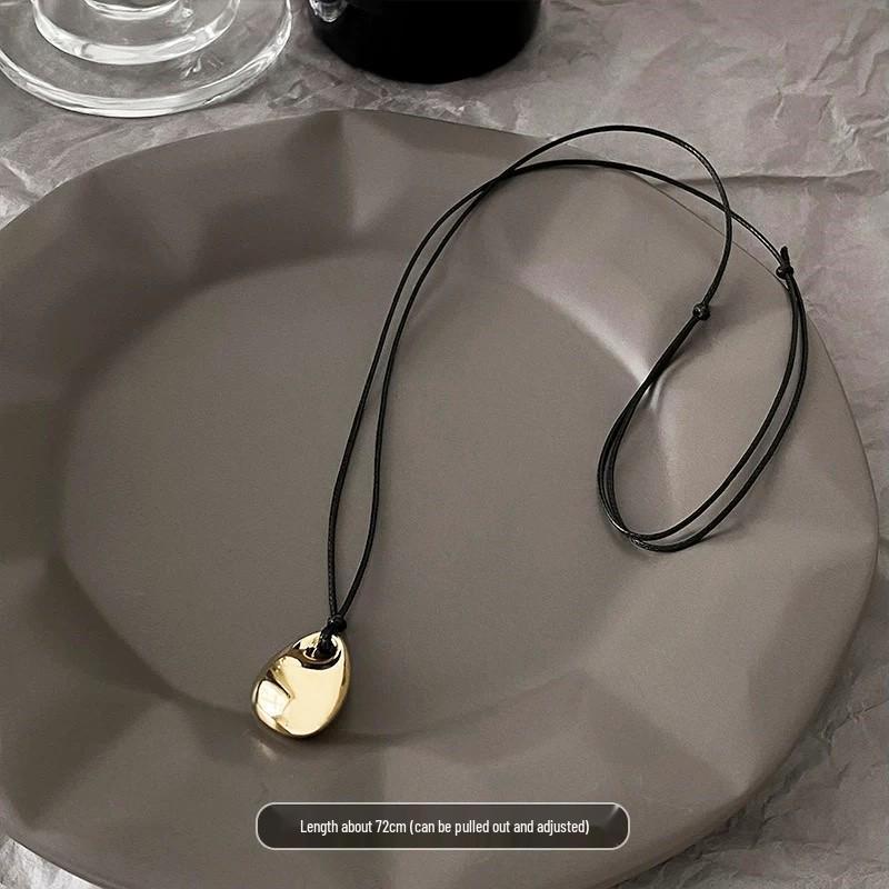 High-End Rose Flower Titanium Steel Necklace - Long Sweater Chain for Spring and Autumn