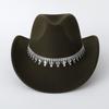 Sparkling Western Cowboy Hat Rhinestone Decoration Top Hat Elegant Felt Fedora Hat  Women
