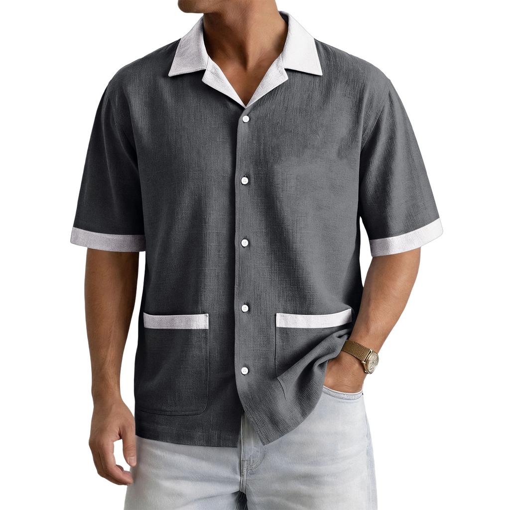 Men's Summer Casual Short Sleeve Shirt Multi Pocket Button Down Shirt Lightweight Breathable Fabric Relaxed Fit