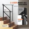 VEVOR Handrails for Outdoor Steps, 2-3 Step Stair Hand Rail Kit, Transitional Carbon Steel Railings with Installation Kit, Stair Rails for Seniors
