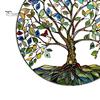 Indoor Outdoor Suncatcher Tree of Life Round Hanging Sign, Stained Glass Acrylic Sign Decoration, Window Wall Ornament for Sun Resistant