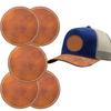5/10Pcs Brown Leatherette Hat Patches 6.5cm Leather Labels  for Clothing Knitting Shoes Hat
