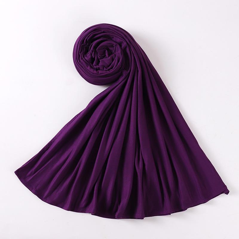 Muslim Plain Cotton Jersey Hijab Scarf Solid Color With Good Stitch Stretchy Soft Turban Head Wraps Shawl Foulard Femme