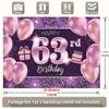 2D 63rd Birthday Photography Backdrop Purple Glitter Rose Gold Party Photo Booth Banner