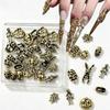 30pcs Mix 3D Halloween Alloy Nail Charms Gold Skull Skeleton Pumpkin Spider Web Nail Gems Metal Retro Punk Nail Art Supplies D#4