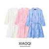Fashion Style 2024 Summer New Arrival Women's Temperament Wild Adhesive Embroider Decorative Poplin Dress 2492058