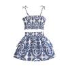 Girls' Fashion Set Summer Kids' Casual Resort Print Tank Top & Flower Bud Skirt Set