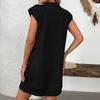 Women's Color Lapel Zipper Pocket Loose Straight Tube Dress