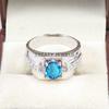 Blue Topaz Oval Cut Gemstone With 925 Sterling Silver Ring For Men's #A895 JL375669057802