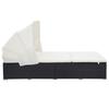 2 Person Sun Lounger with Cushion Poly Rattan Black