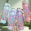 1PC In My Last Day Of School Text 750ml Color Plastic Sports Water Bottle Leakproof Flip Straw Lid Suitable for Sports Office Home Use