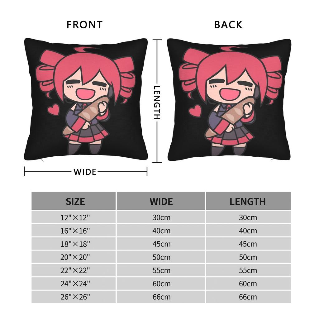 Kasane Teto Loves Bread Chibi Square Pillow Covers Polyester Sofa Cushion Cover Creative Home Decoration Pillow Cover 45*45