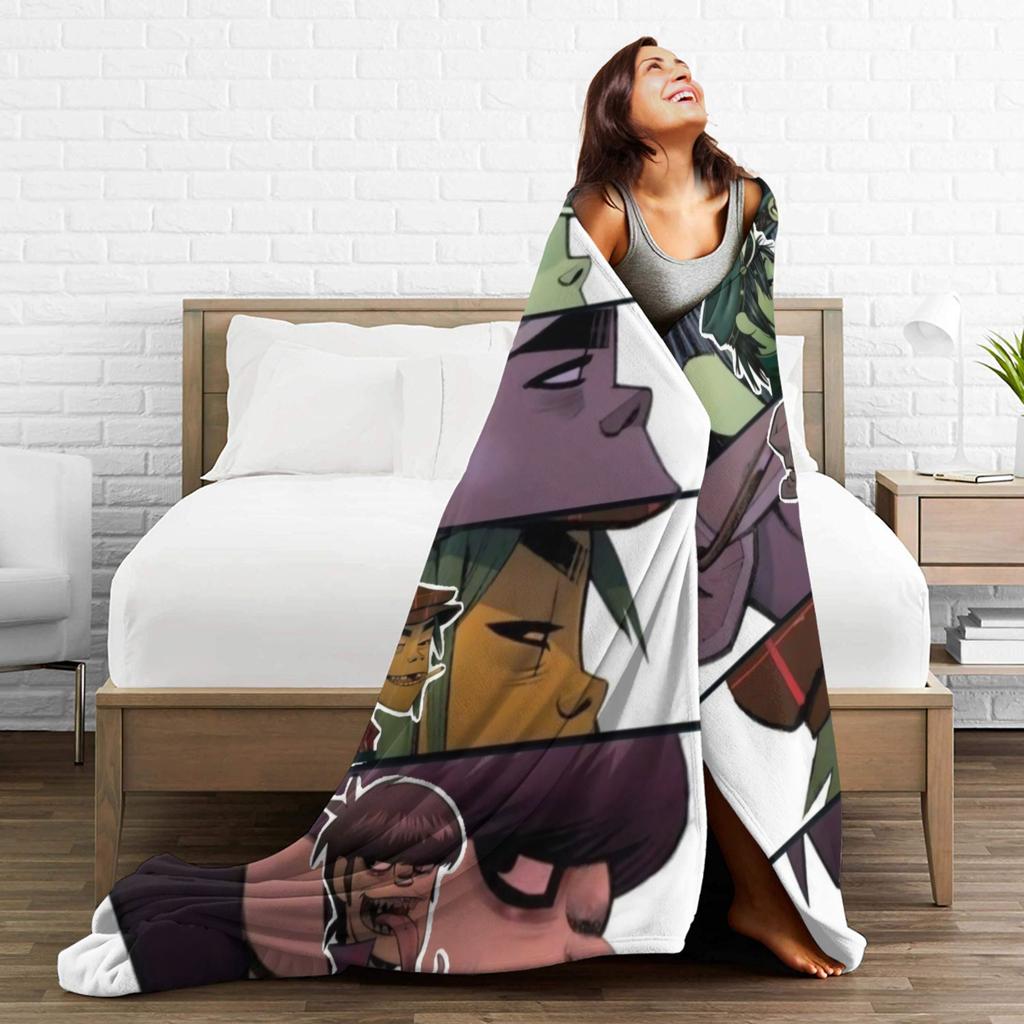 G-Gorillaz Music Band Blankets  Super Warm Fluffy Plush Bedding Throws For Kids Adult Couch Chair Sofa Bed Bedspread Bed Cover