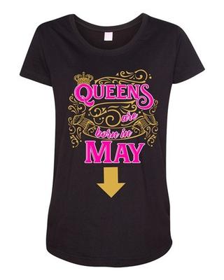 Queens Are Born In May Crown Birthday Funny Maternity DT T-Shirt Tee Unisex T-Shirt