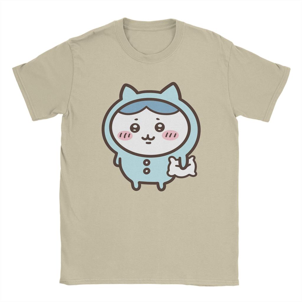 Hachiware In Blue Pajamas Chiikawas T Shirt Unisex 100 Cotton Tshirt Round Collar Tee Shirt Short Sleeve Clothing Printed