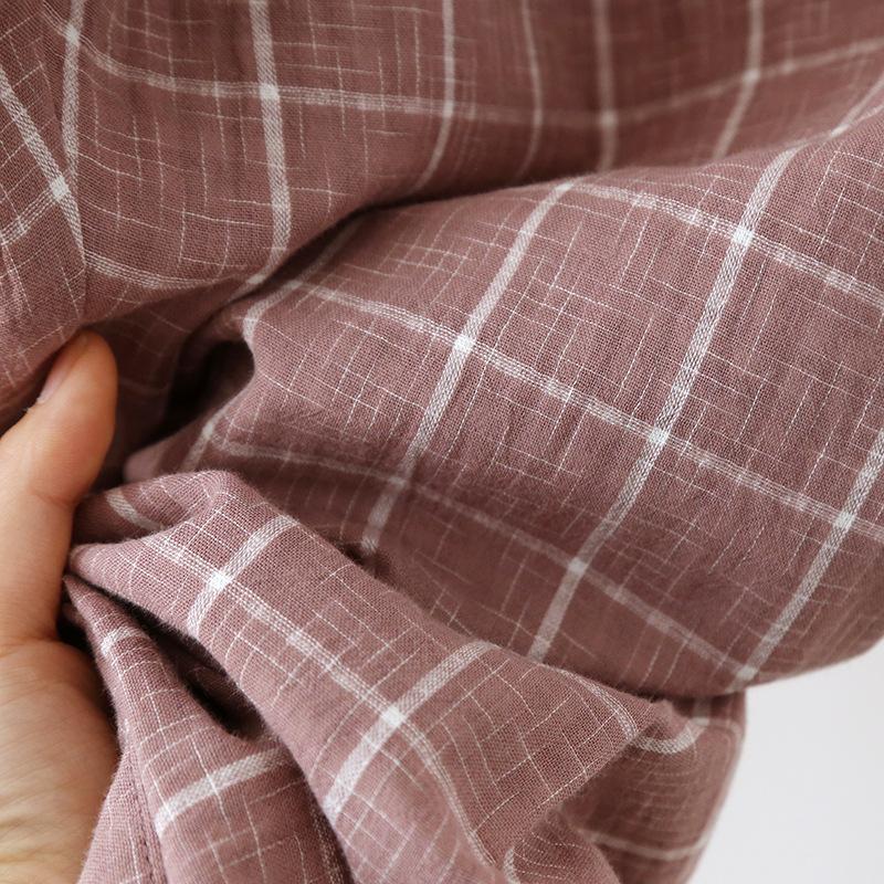 New Men's Spring and Summer Pajamas Set 100% Cotton Plaid Long-sleeved Trousers Two-piece Set Large Size Loose Home