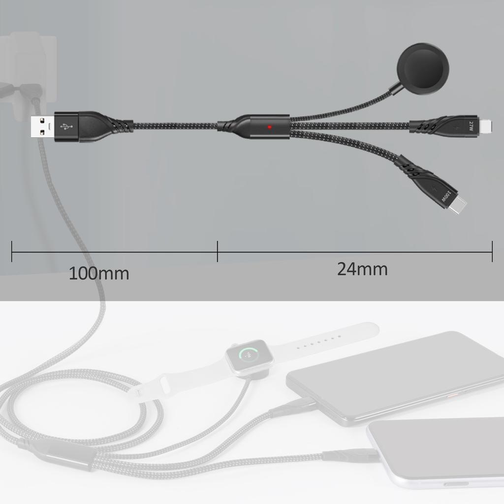 Multi Charging Cable - 3-in-2 Design - For Apple iWatch/iPhone Multiple Devices
