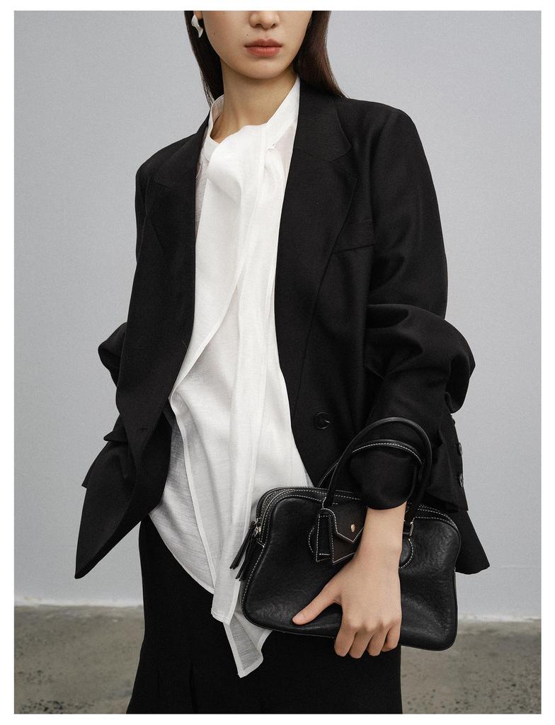 Spring 2026 Women's V-neck Long Sleeve Tencel Acetate Top - Elegant, Solid Color, Age-Reducing