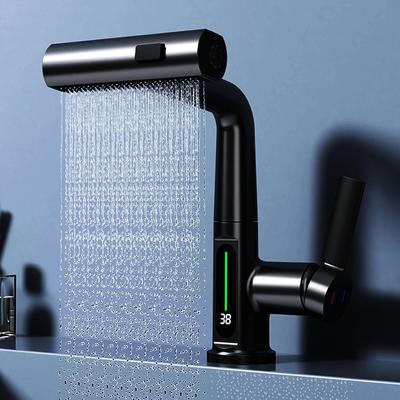 Waterfall Kitchen Faucet with Pull-Down Sprayer In Stainless Steel