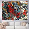 2D Asian Myth Dragon Peony Portrait Photo Backdrop