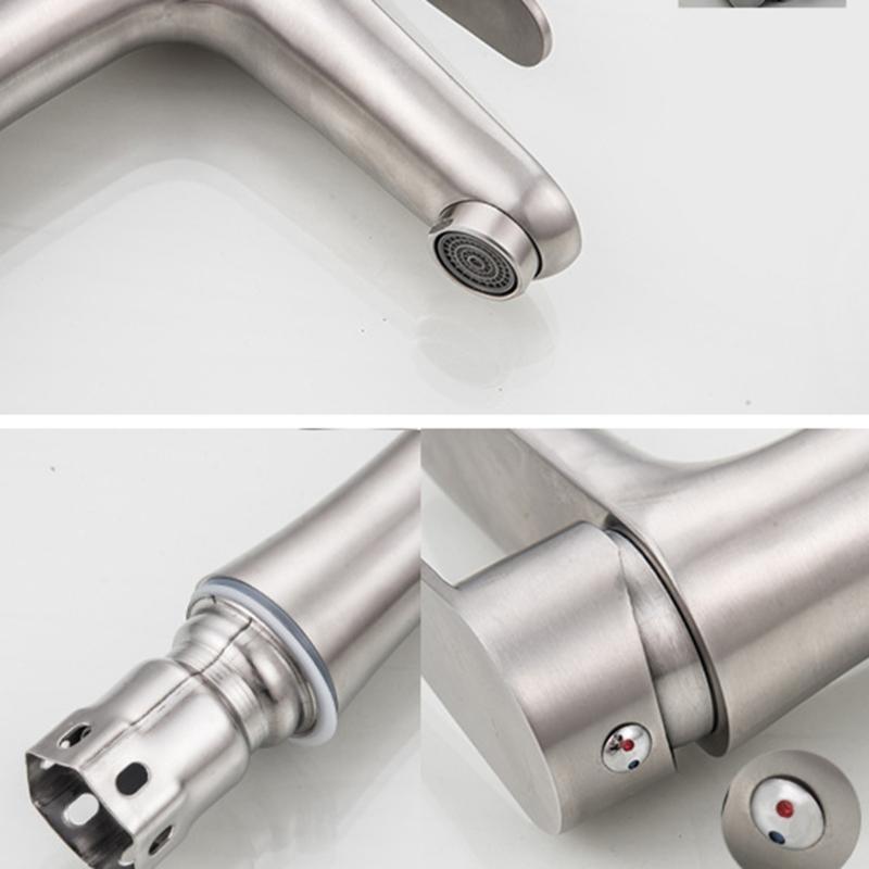 Stainless Steels Cold Water Tap Faucet Single Lever Bathroom Tap with 60cm Hose Kitchen Sink Water Tap Easy to Install