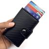 Porta-cartões Masculino de Fibra de Carbono Anti-roubo RFID com Mecanismo Automático de Pop-up