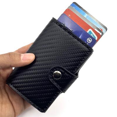Herren RFID Anti-Diebstahl Carbonfaser Kartenhalter mit automatischem Pop-up Mechanismus