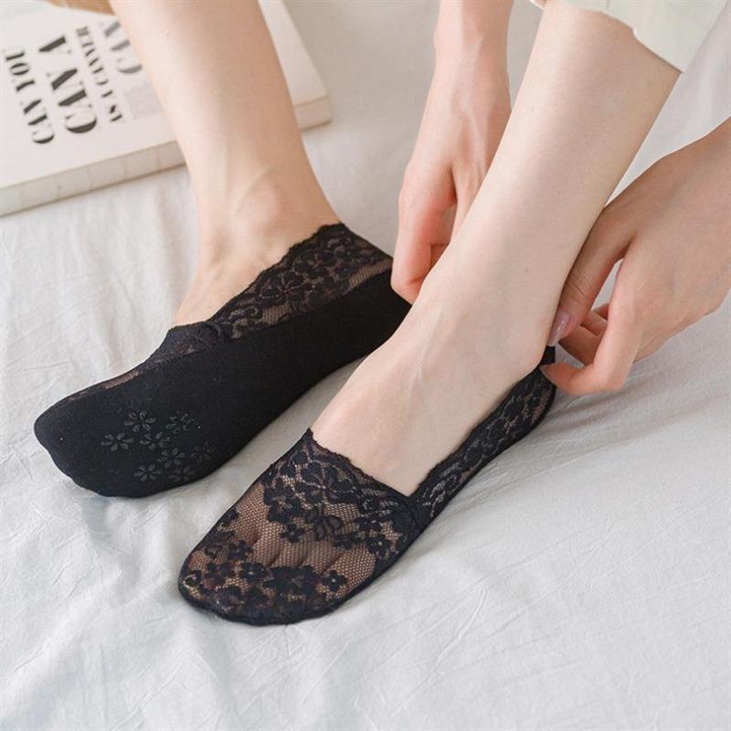 Women Socks Thin Breathable Silicone Non-slip Invisible Lace No-show Boat Sock Transparen Fashion Casual Low Cut Boat Socks