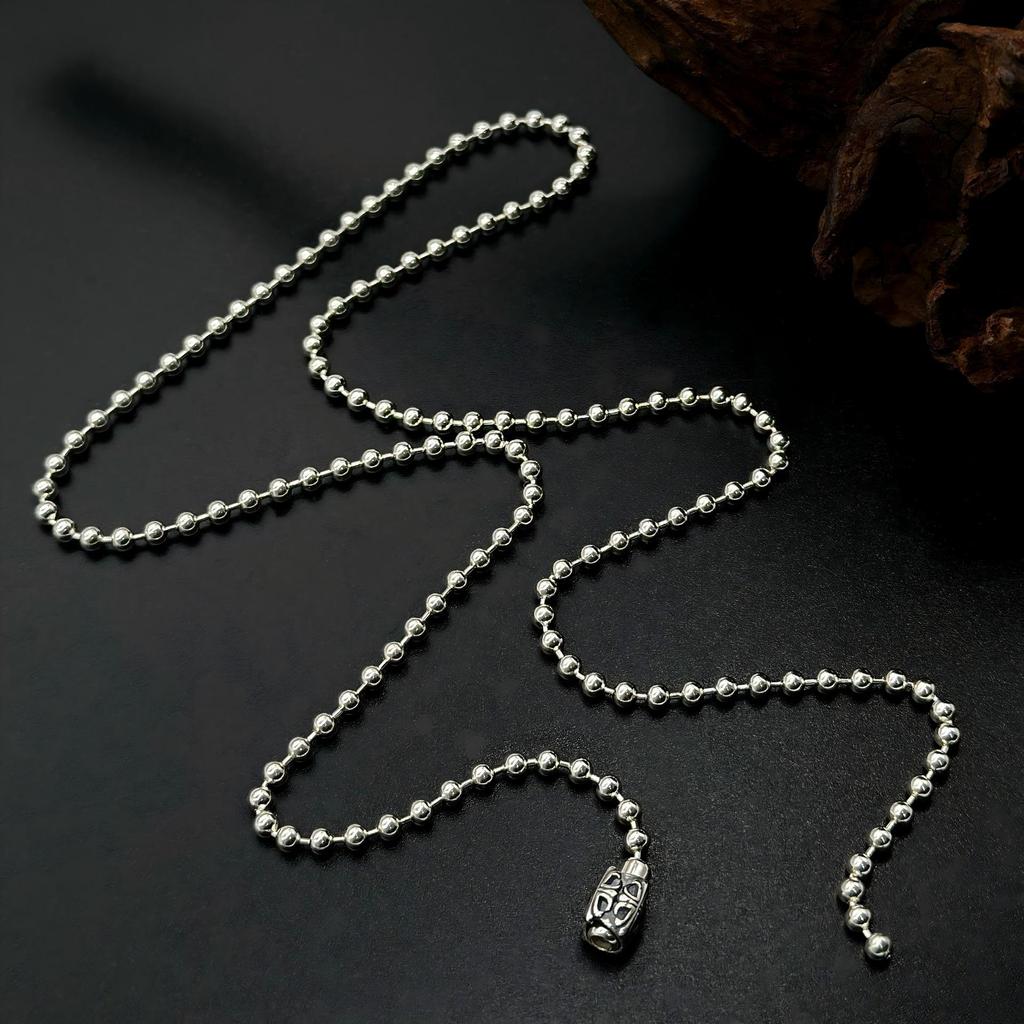 S925 Sterlingsilber Kreuz Blumenperlen Halskette: Vielseitige einfache runde Kette für Damen & Herren, Pulloverkette.