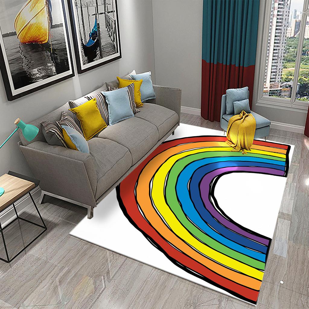 Bedroom Living Room Bathroom Rug Non-slip Home Decoration Cartoon Rainbow Flower Rug Game Room Children's Room Rug
