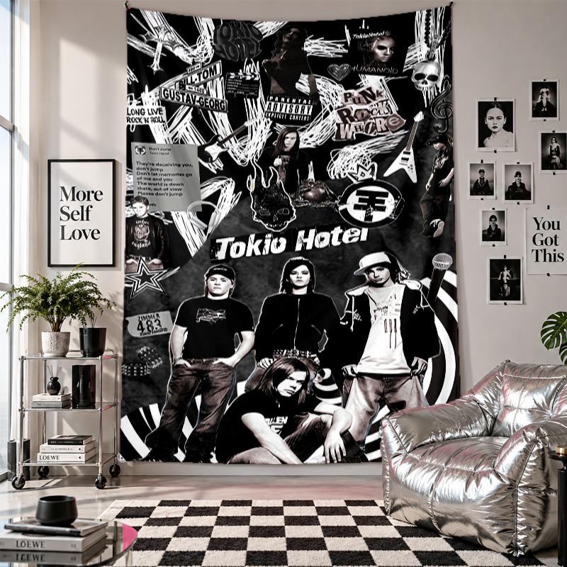 Wall TapestryTokio Hotel Art Hanging Cloth Decorative Background Cover for Room Decoration
