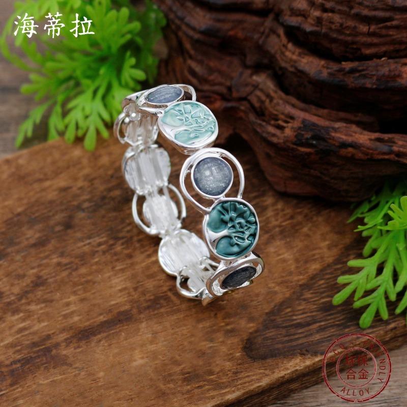 New Enamel Color Tree of Life Elastic Bracelet Women's Simple and Advanced Color Fortune Tree Elastic Bracelet