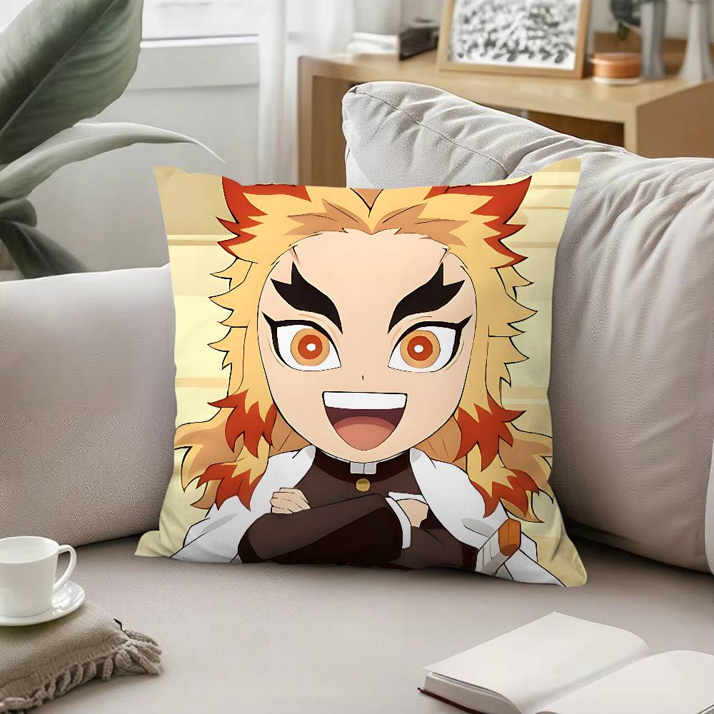 Cool K-kyoujurou Rengoku Pillow Case Cushion Cover Soft Cute Throw Pillow Case For Car Sofa Pillowcase Polyester With Zipper