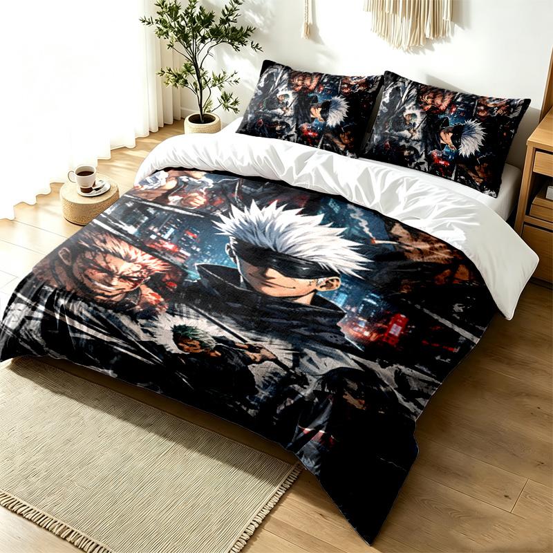 Jujutsu Kaisen 3pc Duvet Cover Set Simple Modern Bedding Set Wrinkle Resistant Soft Fabric All Season Use a perfect gift
