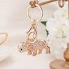 Keychain Pendant 3D Cartoon Rhinoceros Design Sparkling Rhinestones Inlaid Key Chain with Lobster Clasp Key Ring Bags Accessories